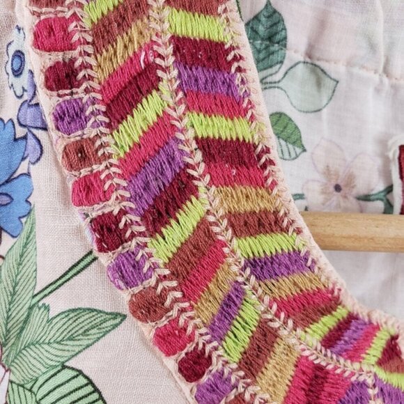 💕JOHNNY WAS💕 Flare Sleeve Tunic Dress ~ 100% Ramie Ombre Floral Print Medium - Picture 10 of 16